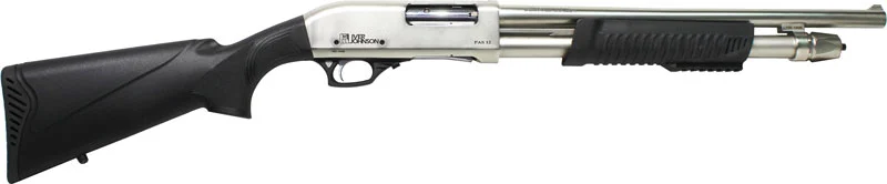 IVER Johnson Pump 12ga 3" 18" - Cylinder Nickel Synthetic